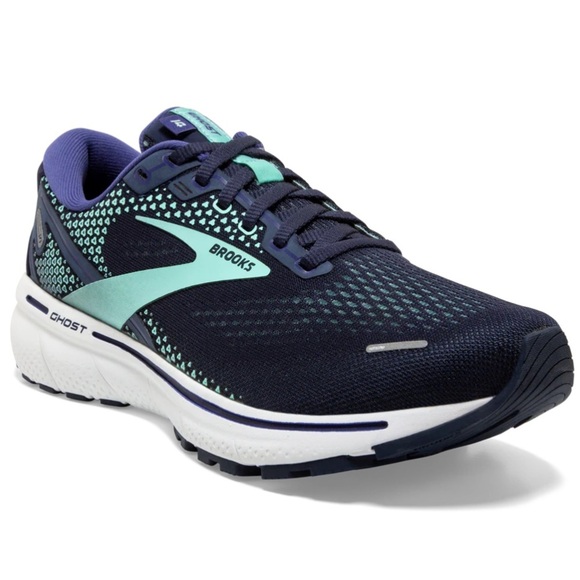Brooks Shoes - Brooks Women's Ghost 14 Athletic Shoes - Dark Blue and Light Green